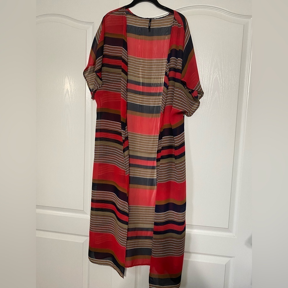 Striped Multicolor Long Kimono One Size